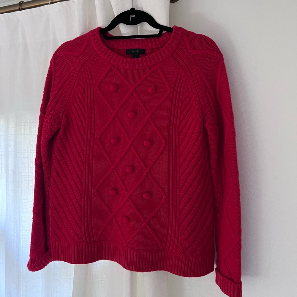 J. Crew Cable Pom-Pom Sweater